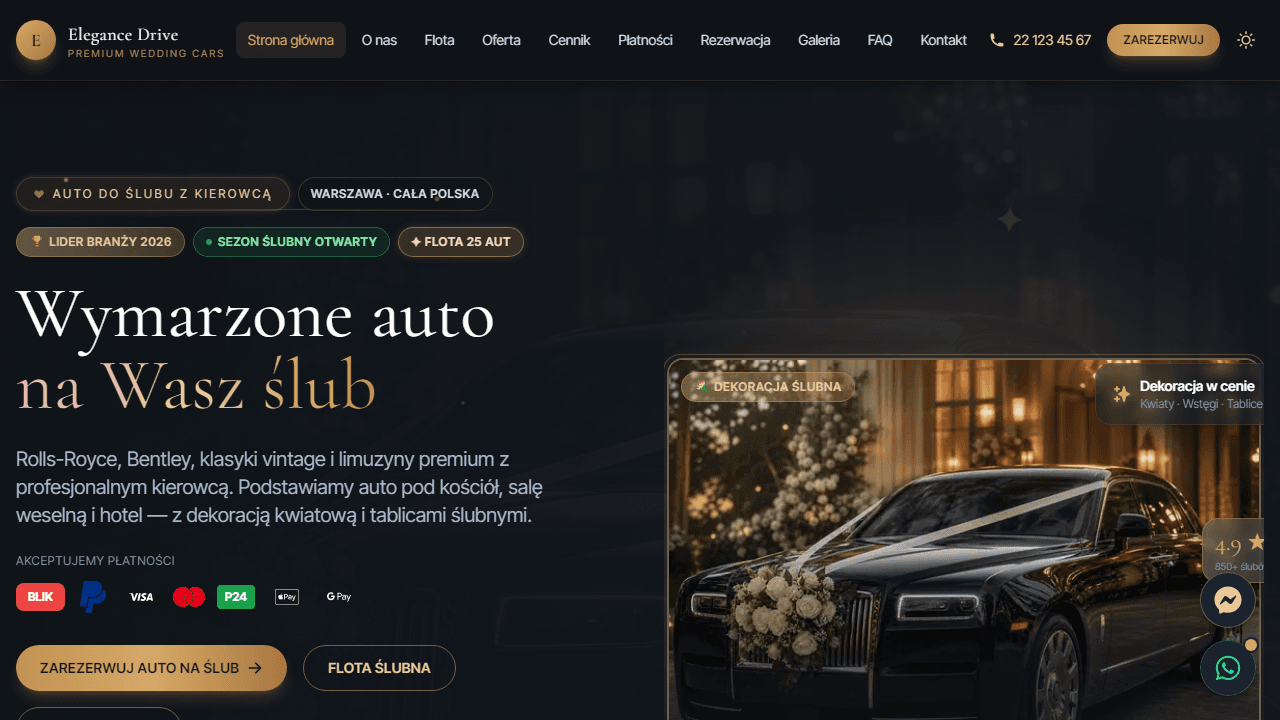 Elegance Drive — Wypożyczalnia aut ślubnych